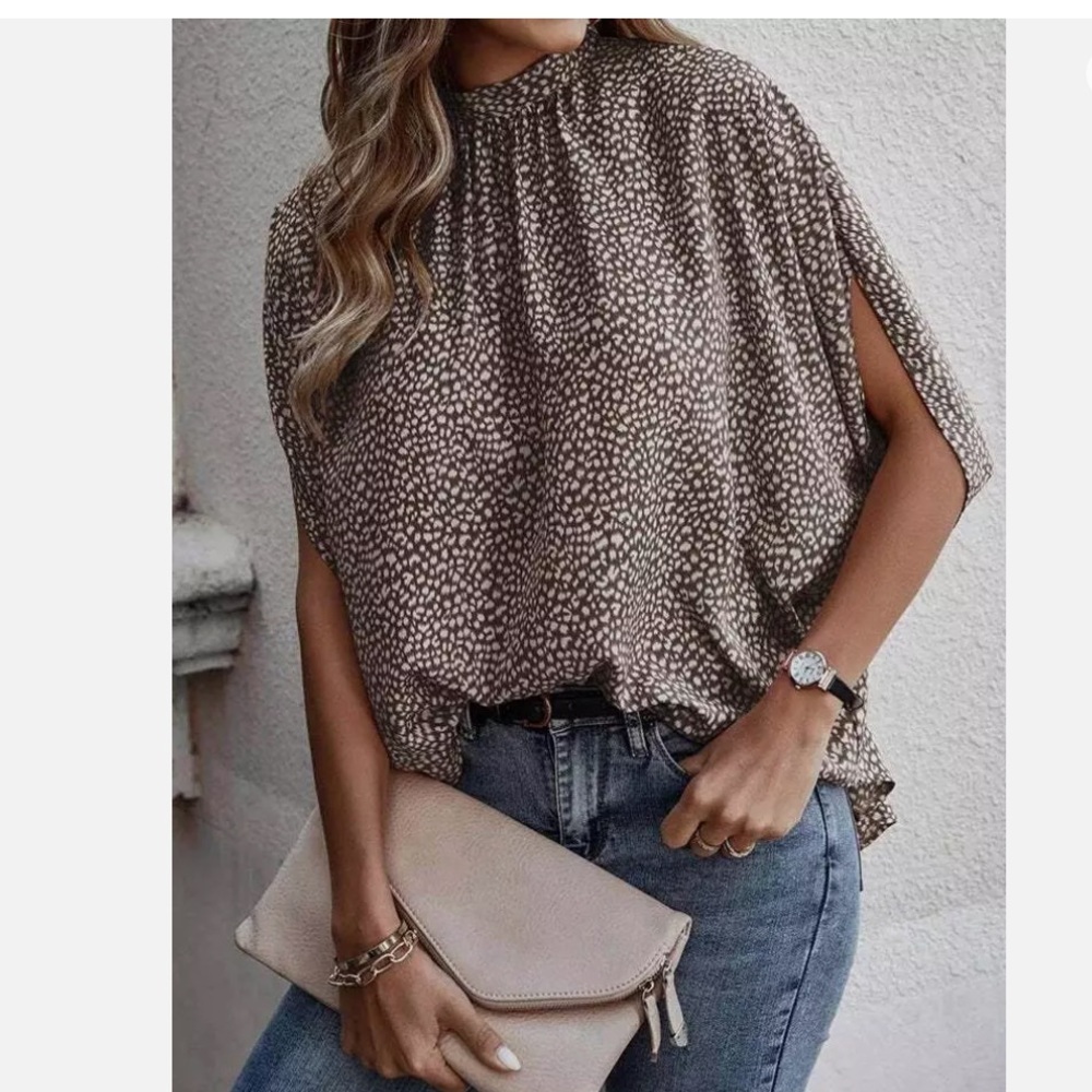 NWOT Oversized batwing tie neck blouse size xl